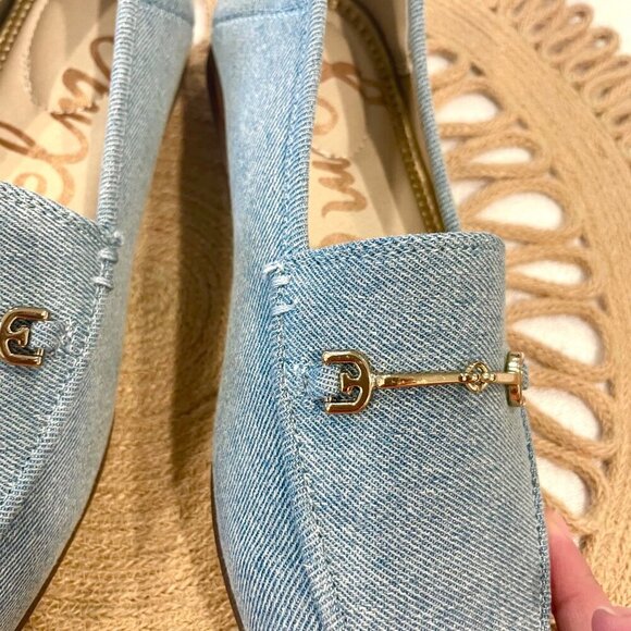 Sam Edelman Loraine Mini Denim Flat Loafers Size 4 - Picture 5 of 12